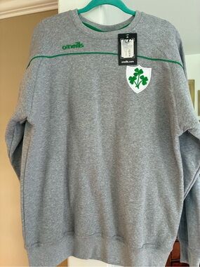 O'Neill Grey Crewneck Sweatshirt with Ireland rugby Crest